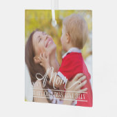 Mom エレガント Christmas Photo パーソナライズされた ガラスオーナメント (正面左)