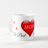 Mom - ハートで"最高" コーヒーマグカップ (正面左)