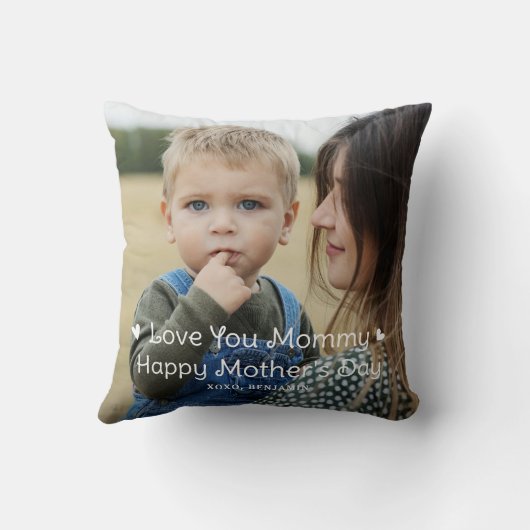 MOM パーソナライズされた 7フォトコラージュ母の日 クッション (裏面)