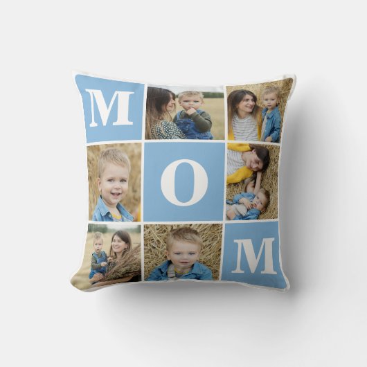 MOM パーソナライズされた 7フォトコラージュ母の日 クッション (正面)