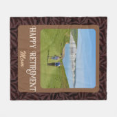 Mom パーソナライズされた Brown向けHappy Retiment Gives フリースブランケット (正面(横))