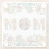 MOM パーソナライズされた Mothers Day花写真 ガラスコースター (裏面)