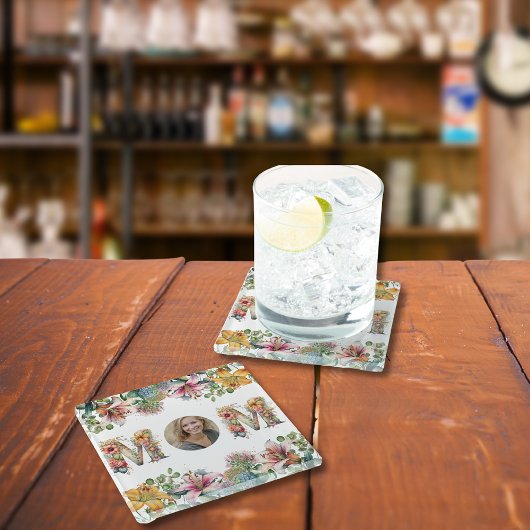 MOM パーソナライズされた Mothers Day花写真 ガラスコースター