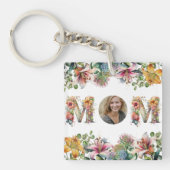 MOM パーソナライズされた Mothers Day花写真 キーホルダー (正面)