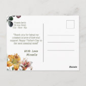 MOM パーソナライズされた Mothers Day花写真 ポストカード (裏面)