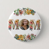MOM パーソナライズされた Mothers Day花写真 缶バッジ (正面)