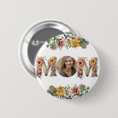 MOM パーソナライズされた Mothers Day花写真 缶バッジ (正面&裏面)