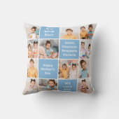 MOM モダン 12パーソナライズされたフォトコラージブルー クッション (裏面)