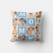 MOM モダン 12パーソナライズされたフォトコラージブルー クッション (正面)