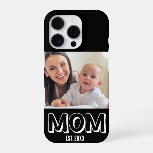 Mom 写真 ミニマル タイポグラフィ 設立年 iPhoneケース (裏面)
