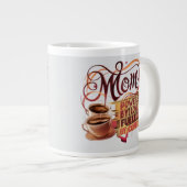 Mom – 愛で動く、コーヒーで沸き立つ ジャンボコーヒーマグカップ (正面右)