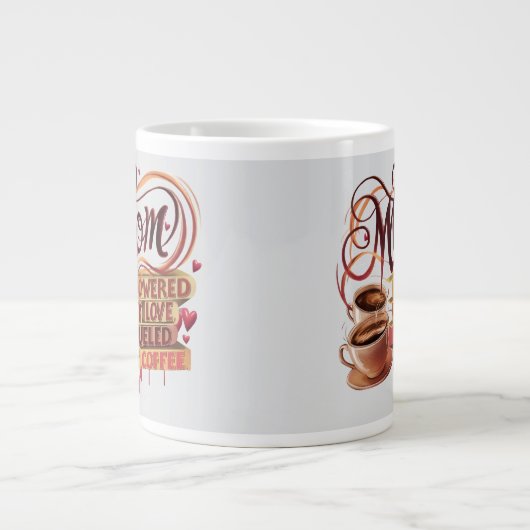 Mom – 愛で動く、コーヒーで沸き立つ ジャンボコーヒーマグカップ (正面)