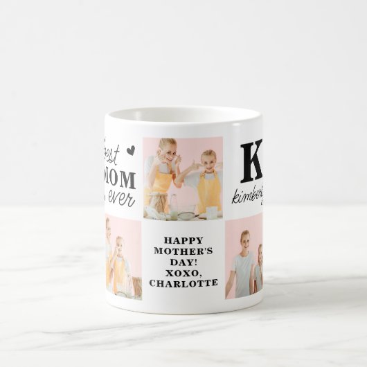 MOM 最高の Ever Monogramパーソナライズされた 7写真 コーヒーマグカップ (中央)