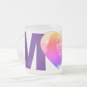 "MoM"紫の写真カスタムハート フロストグラスマグカップ (正面左)