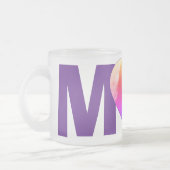 "MoM"紫の写真カスタムハート フロストグラスマグカップ (左)