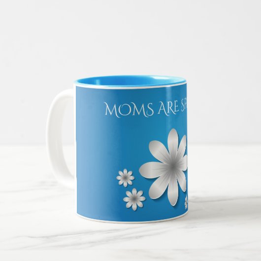 "MOM"花コーヒー2トンのマグカップ。 ツートーンマグカップ (正面左)