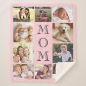 Mom 10フォトコラージピンク シェルパブランケット (正面)