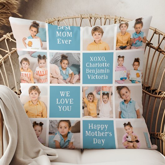 MOM 12はっきりした写真コラージュ母の日 クッション