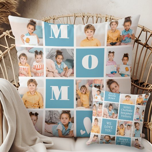 MOM 12はっきりした写真コラージュ母の日 クッション