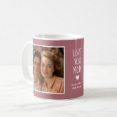Mom 2写真と文字モダンピンクC107カスタム母 コーヒーマグカップ (正面左)