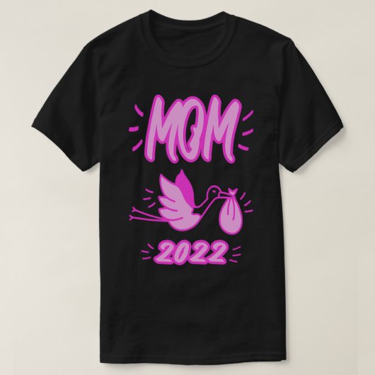 Mom 2022 Stork Mothertobe 2022 Future Mother 2022  Tシャツ (デザイン正面)