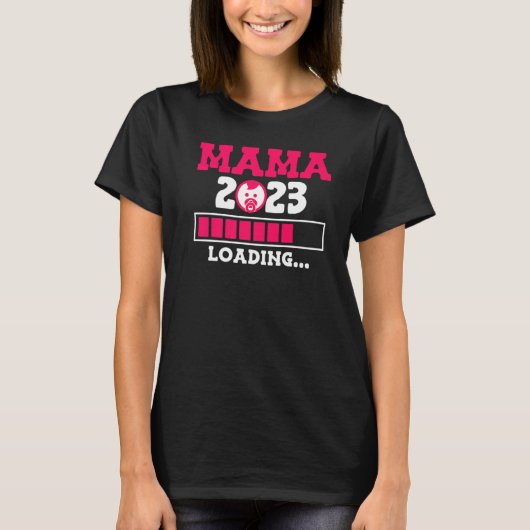 Mom 2023ベビー妊婦をロード妊娠中 tシャツ (正面)