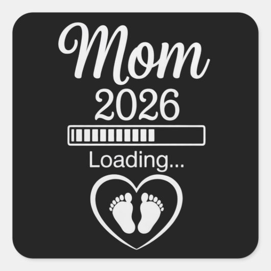 Mom 2026 Loading Dad Pregnancy Announcement Baby スクエアシール (正面)