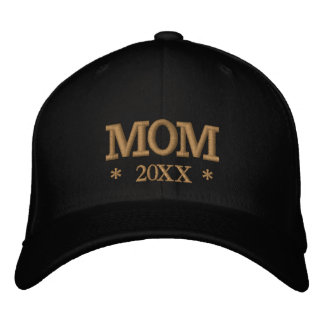 MOM 20XX 刺繍 ベースボール キャップ ゴールド/ホワイト