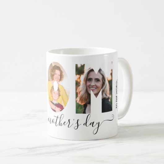 MOM 3エレガントフォトコラージュお母さんの日 コーヒーマグカップ (正面右)