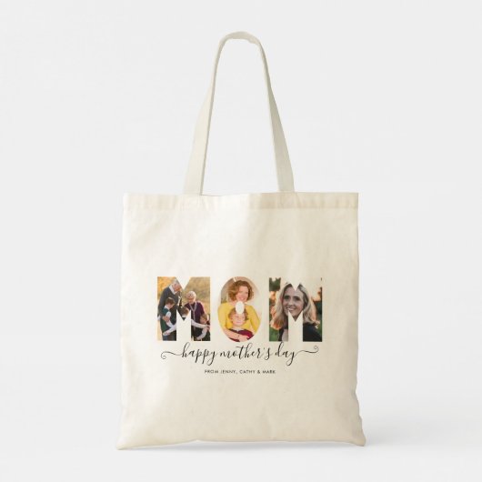 MOM 3エレガントフォトコラージュお母さんの日 トートバッグ (裏面)