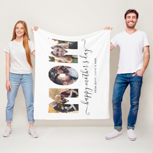 MOM 3モダンフォトコラージュお母さんの日 フリースブランケット (インサイチュ)