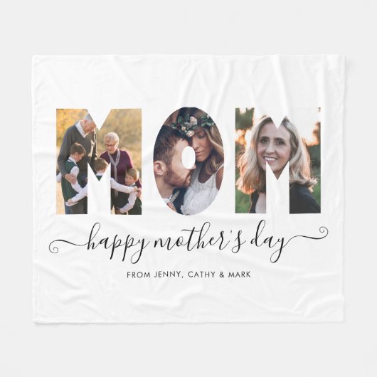 MOM 3モダンフォトコラージュお母さんの日 フリースブランケット (正面(横))