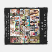 Mom 30フォトコラージブラック フリースブランケット (正面(横))