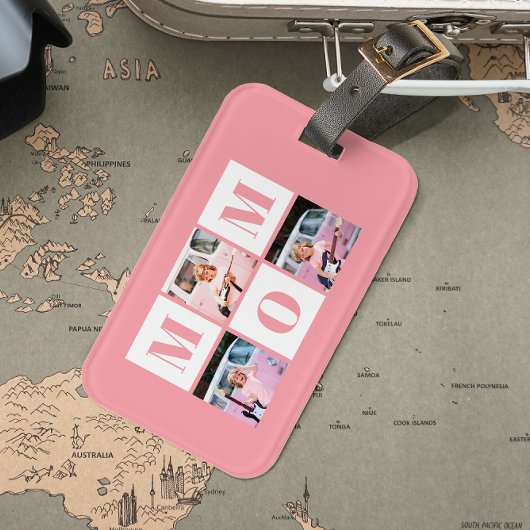 Mom 3 Photo Collage Pink Luggage Tag ラゲッジタグ