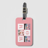 Mom 3 Photo Collage Pink Luggage Tag ラゲッジタグ (正面縦)