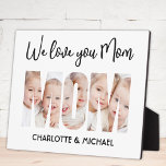 Mom 3 Photos Cutout Letters フォトプラーク<br><div class="desc">Your Mom will be delighted with this charming keepsake photo plaque featuring the word MOM as photo cutouts. 
It is easily customizable with your photos and names. Makes a wonderful gift for Mother's Day or her birthday.</div>
