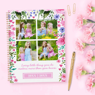 Mom 4 Photo Collage Waterカラー花模様 プランナー手帳