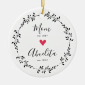 Mom | Abuelita 設立年 ハート 陶器 オーナメント (正面)