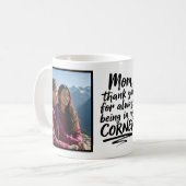 Mom Always In My Corner Brush Script Two Photos コーヒーマグカップ (正面左)