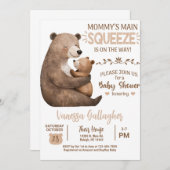 Mom and baby bear baby shower invitation. 招待状 (正面/裏面)