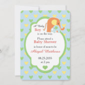 Mom and Baby Boy Elephant Shower Invitation 招待状 (正面)