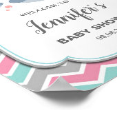 Mom and Baby Whales Baby Shower Nautical Welcome ポスター (角)