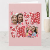 Mom and Child Photo Valentines Red Plaid Love カード (正面)