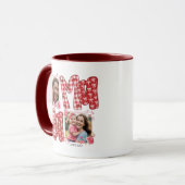 Mom and Child Valentine Hearts Pink Red Plaid マグカップ (正面左)