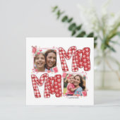 Mom and Child Valentine Red Plaid Love Hearts 招待状 (スタンド正面)