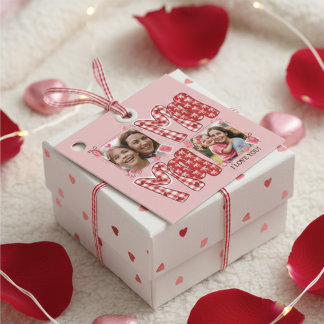 Mom and Child Valentine's Day Red Plaid Hearts フェイバータグ