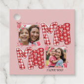 Mom and Child Valentine's Day Red Plaid Hearts フェイバータグ (正面)