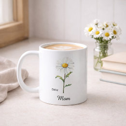 Mom April Birth Flower Daisy コーヒーマグカップ