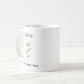 Mom April Birth Flower with Kids Names コーヒーマグカップ (正面左)