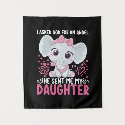 Mom Art He Sent Me Elephant Daughter タペストリー (正面)